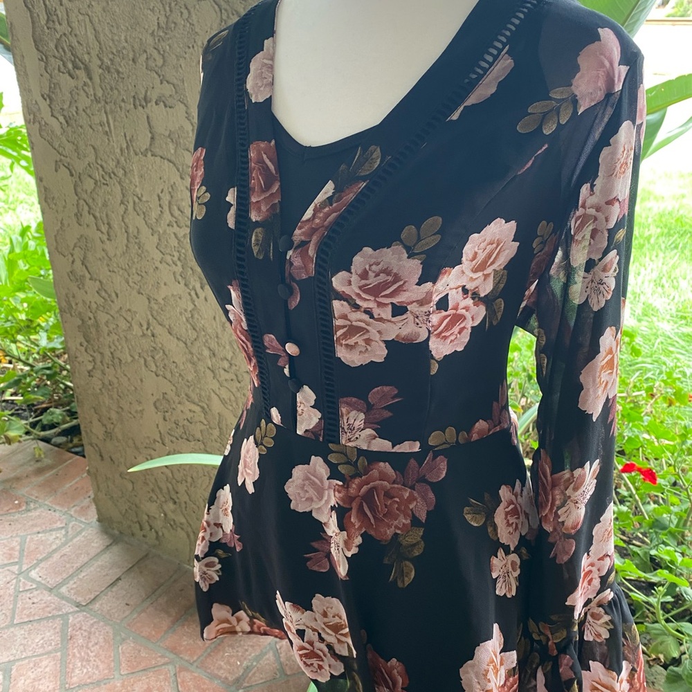 City Chic Black and Floral Top